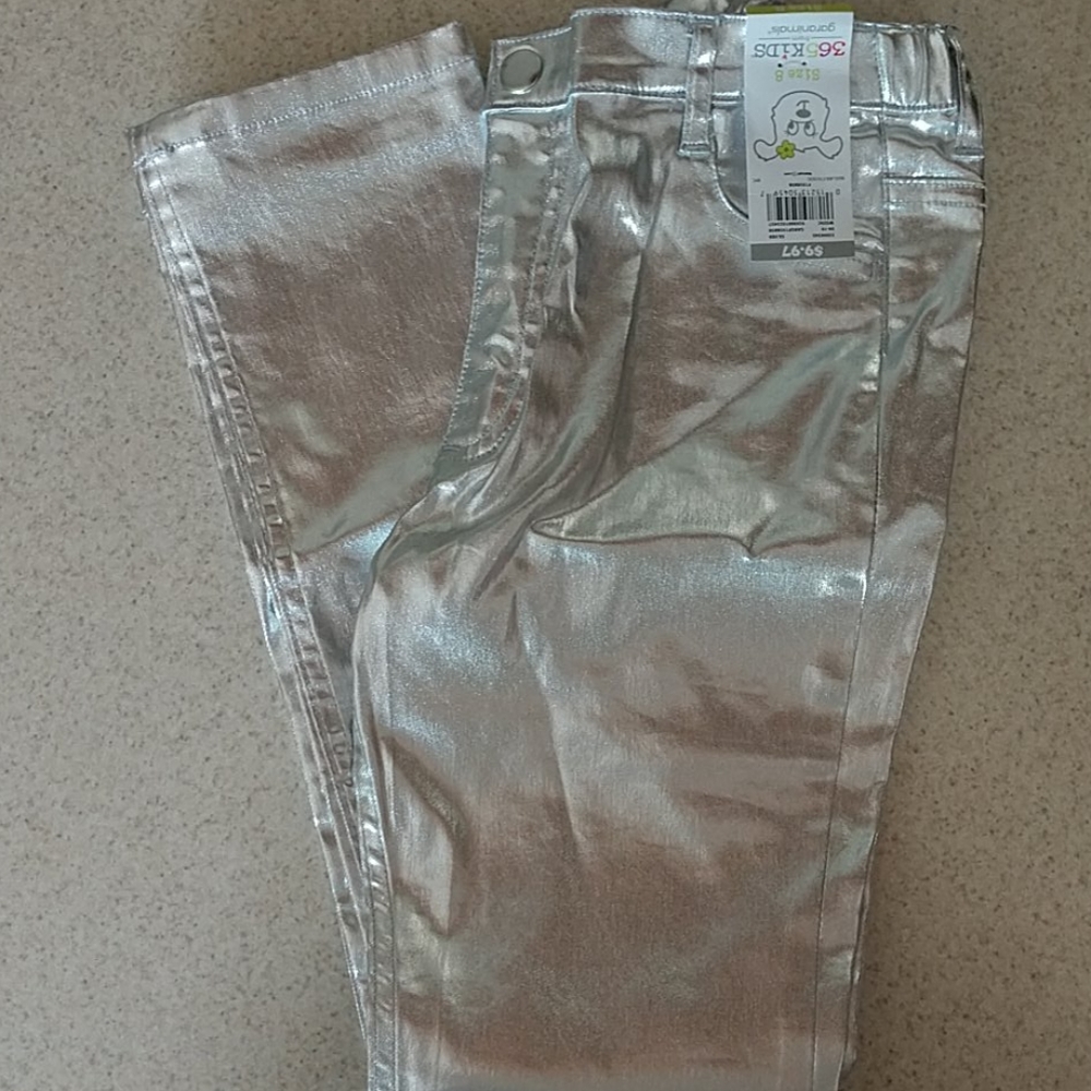 Silver Metallic Pants - Girls size 8